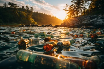Plastic pollution in the ocean - obrazy, fototapety, plakaty