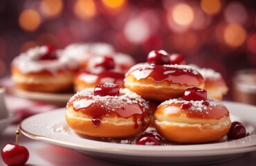 Polish doughnuts with jam cherry filling