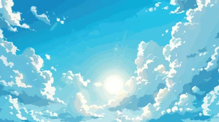 Fotobehang Blue sky with clouds and sun background © Vector