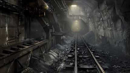 Abandoned coal mine.  - obrazy, fototapety, plakaty
