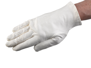 white textile glove. Isolated over black