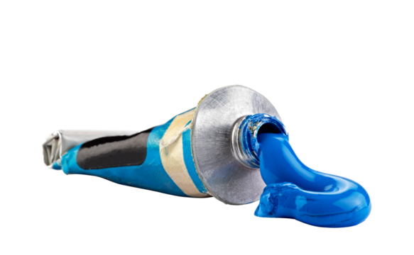 A tube with blue oil paint