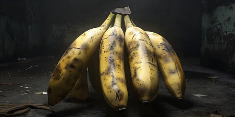 Bunch of fresh bananas in sunlight,Fresh fruit bunch illuminated by sunlight in room,Bright bananas in darkened space
