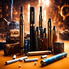 Electric cigarette supplies. Edited AI generated image  - 747956024