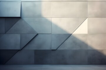 A geometrically inspired, abstract composition featuring the interplay of light and shadow on a concrete facade.

