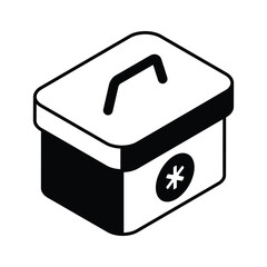 Download this amazing isometric icon of first aid kit, medical box vector design
