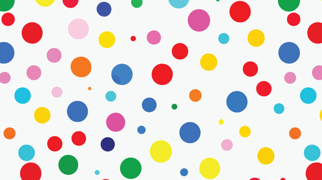 A multicolored polka dot pattern on a white background