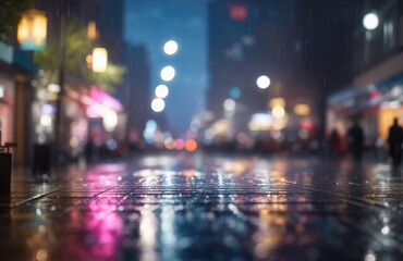 Fototapeta premium Night city in rainy weather