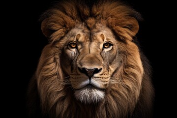 a lion with a black background