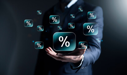 touching percent symbol with arrows