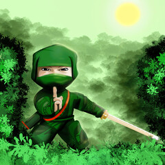 NINJA , SAMURAI , GREEN , WARRIOR © Naveena
