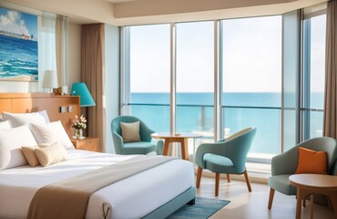 Fototapeta premium Modern seaside luxury hotel room