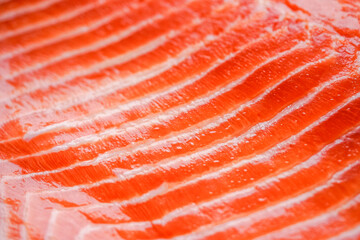 The salmon is raw.Red fresh fish macro shooting.Advertising of weak-willed fish. Salmon macro shooting. Dishes from red fish.Proper omega nutrition.A big piece of red fish. Buying groceries. Sea produ