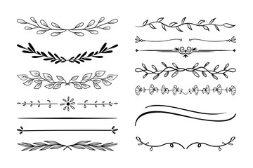 Set of hand-drawn botanical flowers line art vector. Collection of foliage, leaf branches, floral, flowers, roses, and line art.