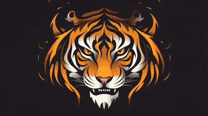 Flat logo of tiger Vector dragon illustration vector