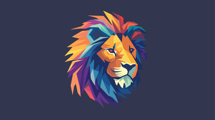 Flat vector logo of animal lion colorfull