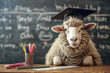 Sheep in Cap and Gown A Graduation Celebration Generative AI