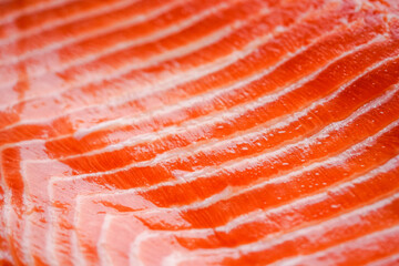 The salmon is raw.Red fresh fish macro shooting.Advertising of weak-willed fish. Salmon macro shooting. Dishes from red fish.Proper omega nutrition.A big piece of red fish. Buying groceries. Sea produ