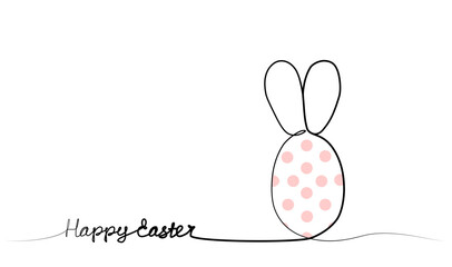 continuous drawing of Easter with one line. vector