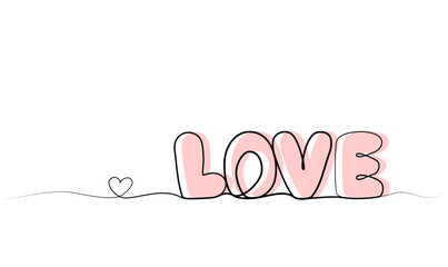 continuous drawing of love with one line. vector