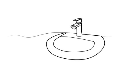 continuous drawing of a sink in one line.