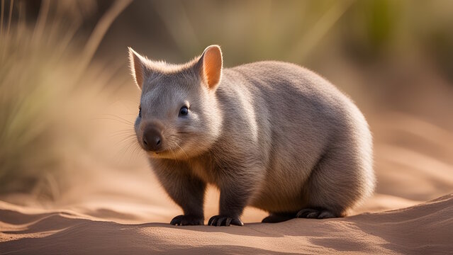 Photo of a Northern Hairy-nosed Wombat Generative AI