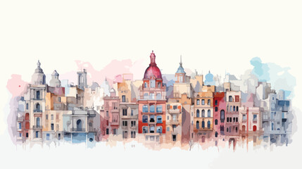 Watercolor barcelona architecture sketch 