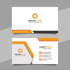 Creative modern yellow business card design, name card corporate visiting card and simple clean template vector design