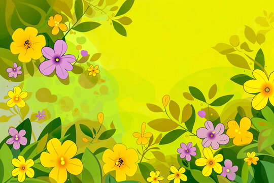 spring background with flowers, colorful meadow painting