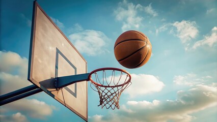 the moment when the basketball flies through the air towards the hoop - Powered by Adobe