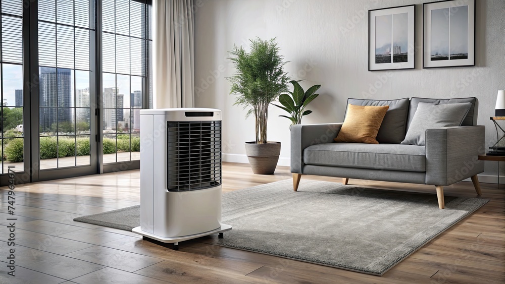 Poster portable air conditioner in modern living room