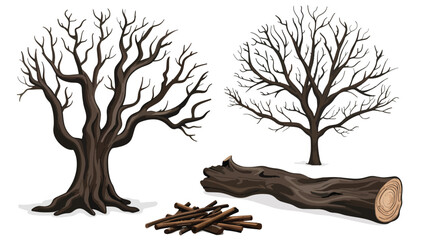 Bare tree vector dry tree and fire wood illustration