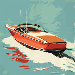 Illustration of rubber motorboat