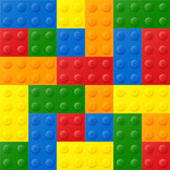 Seamless pattern of multicolored plastic blocks. Creative vector background