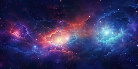 Vibrant Cosmic Nebula with Stars and Space Dust