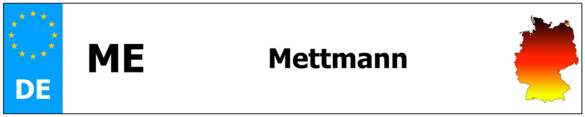 Mettmann car licence plate sticker name and map of Germany. Vehicle registration plates frames German number