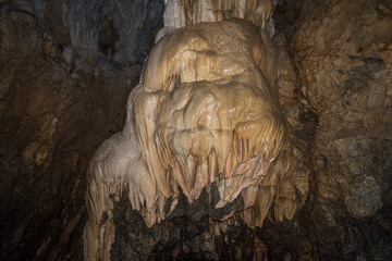 Stalactites in a karst cave