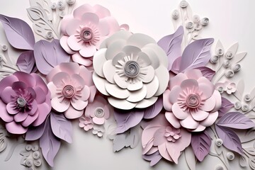 a group of paper flowers
