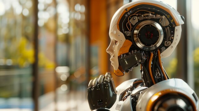 3d illustration Futuristic robot artificial intelligence huminoid AI data analytic technology development and machine learning concept. Global robotic bionic science research for future of human