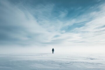 Fototapeta premium Lone Figure on Snowy Dune 