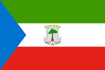 Close-up of national flag of African country of Equatorial Guinea. Illustration made February 29th, 2024, Zurich, Switzerland.