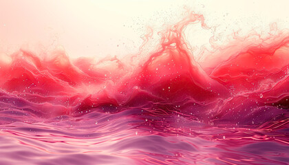 pink sea with splashes of water in the background