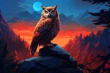 Rolgordijnen an owl on a rock © Mariana