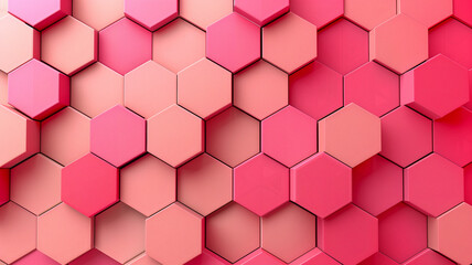 Naklejka premium Red and pink geometric hexagonal abstract background. Futuristic and technology concept.