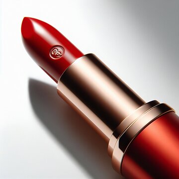 Cute and catchy red color lipstick cosmetics.