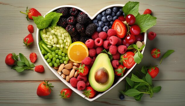 clean fruits and vegetables in heart dish by nutritionist
