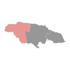 Fototapeta na wymiar Cornwall County map, administrative division of Jamaica. Vector illustration.