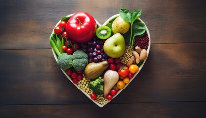 clean fruits and vegetables in heart dish by nutritionist