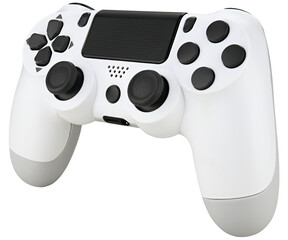 White game controller isolated on a transparent background. Fully in focus.