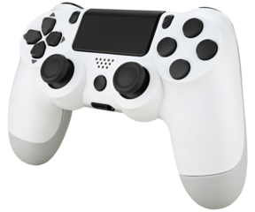White game controller isolated on a transparent background. Fully in focus.